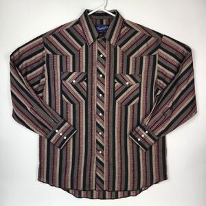 Vtg Wrangler Shirt‎ Mens 16 1/2-35 Brush Popper Western Chore Yokes Barn Cowboy